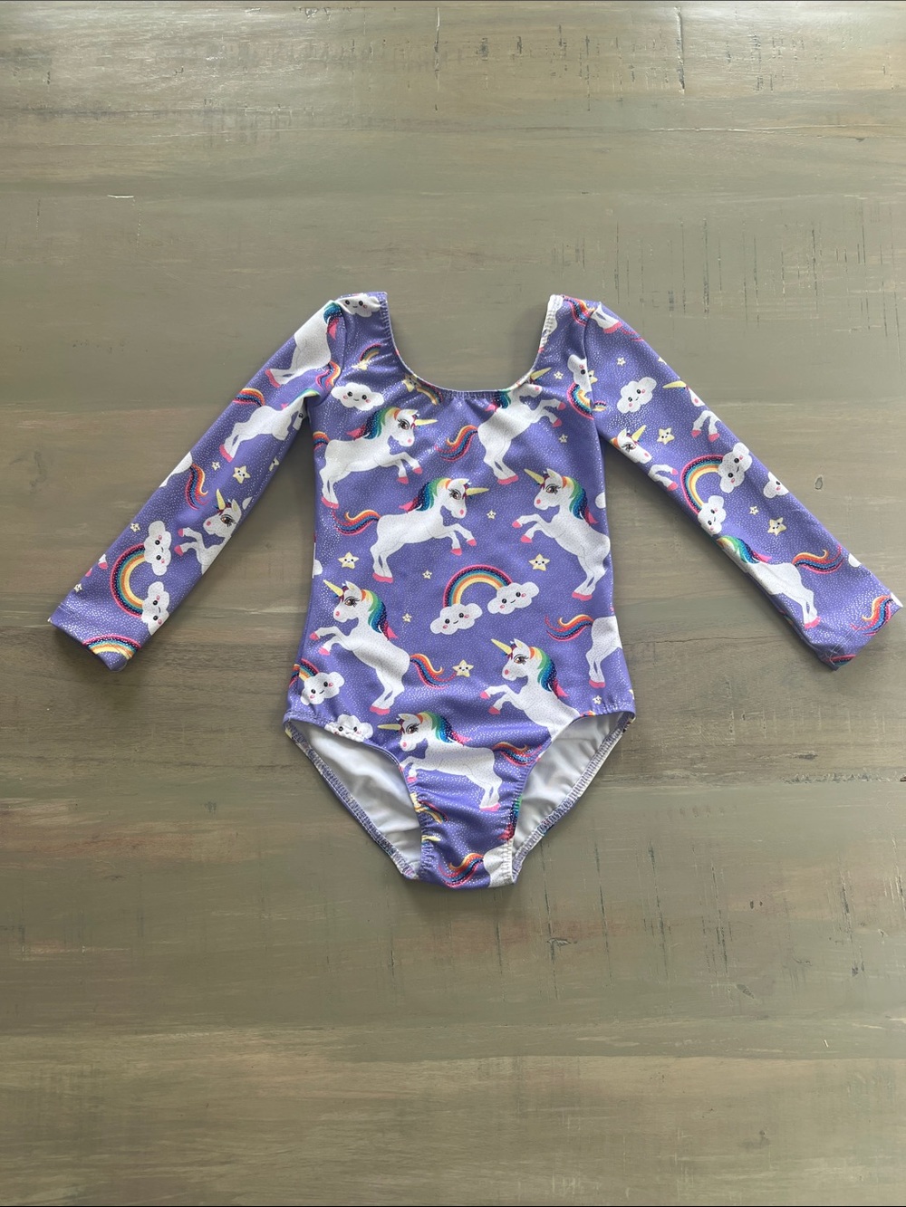 Like new!! 2T - 3T 🦄 Unicorn Print Long Sleeve Leotard. Dance / Gymnastics.